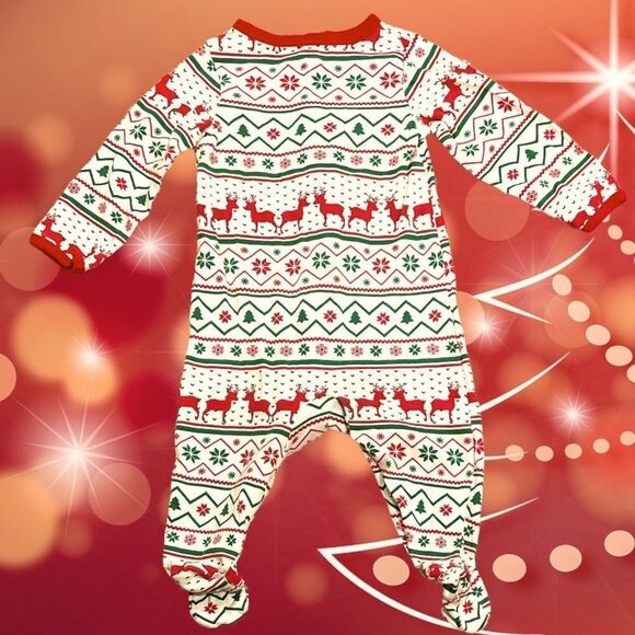 HOLIDAY Time Size 6-9M Baby Unisex Christmas Footie Jumpsuit - Picture 2 of 5